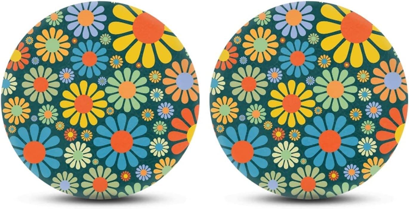 Belidome Abstract Hippie Flower Car Cup Coasters for Women Auto Coasters for Bar Kitchen Automobile Interior Accessories