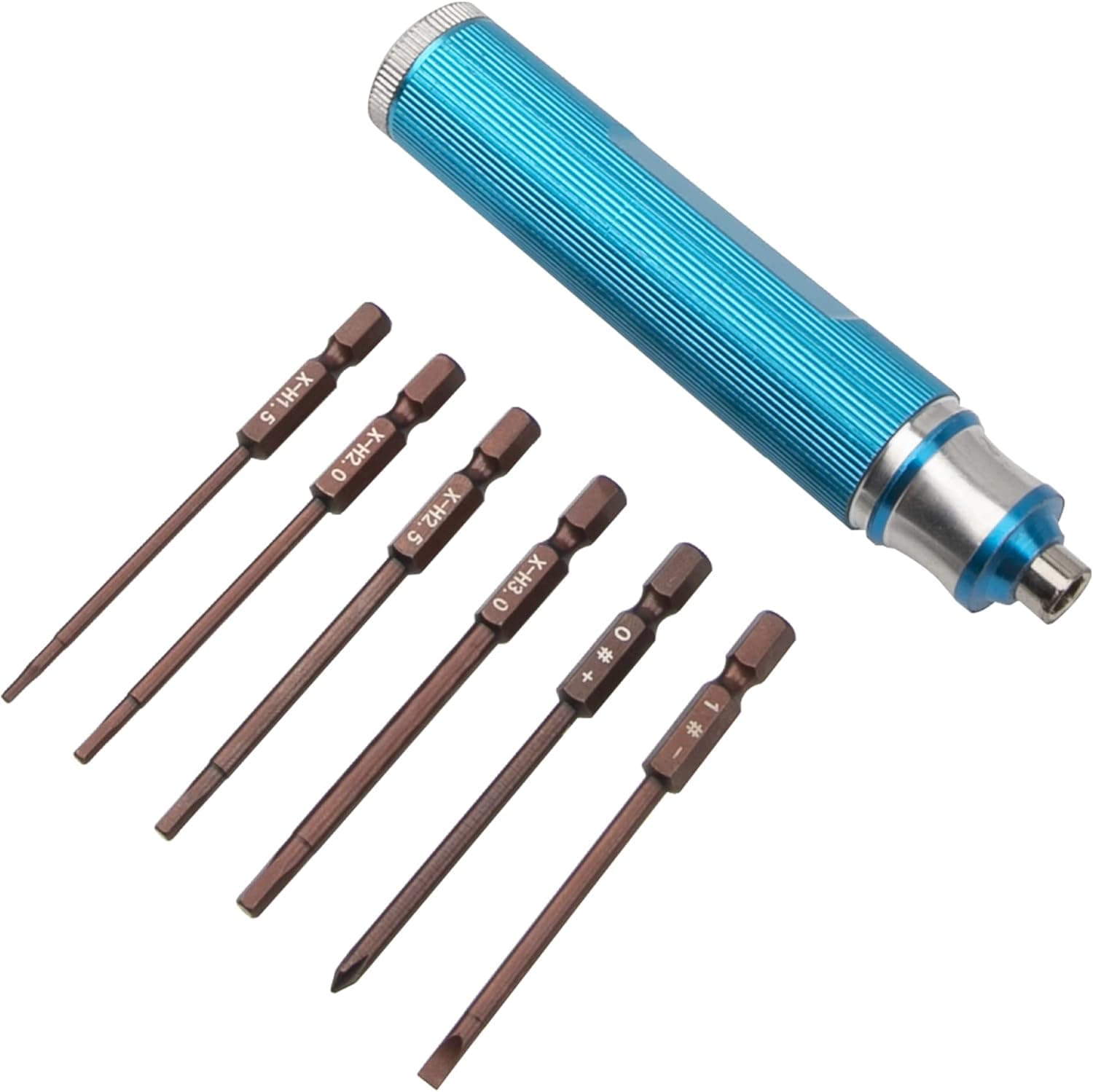 ShareGoo 6 in 1 Hex Screwdriver, Multi-Function Screw Driver 1.5/2.0/2.5/3.0mm 0#+ 1#- Repair Tool Kit Compatible with HSP Tamiya Arrma Axial Traxxas RC Car RC Drone Airplanes (Blue)
