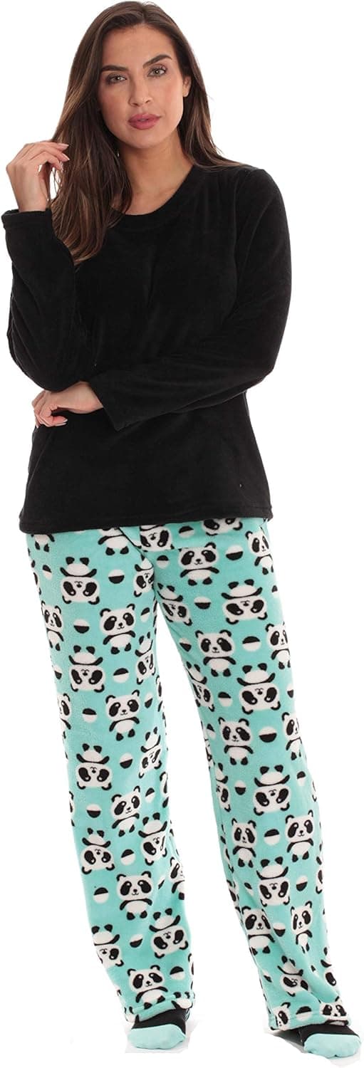 Just Love Plush Women’s Pajama Pant Set with Matching Socks with Sayings