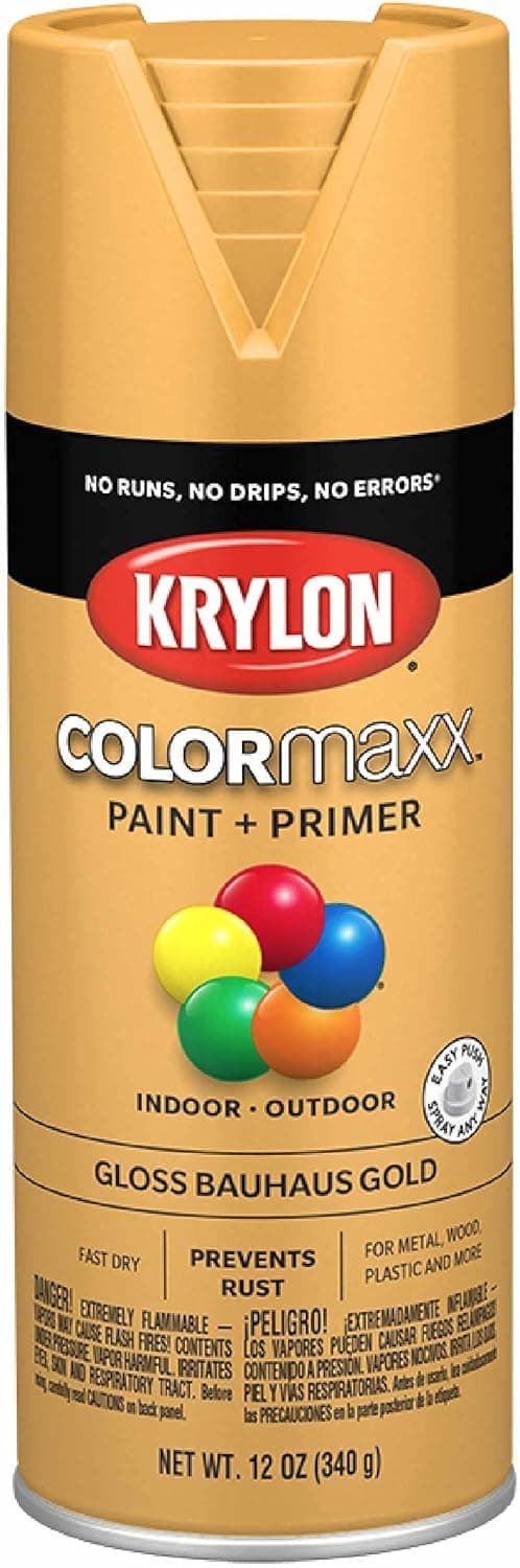 Krylon K05504007 COLORmaxx Spray Paint and Primer for Indoor/Outdoor Use, Gloss Bauhaus Gold