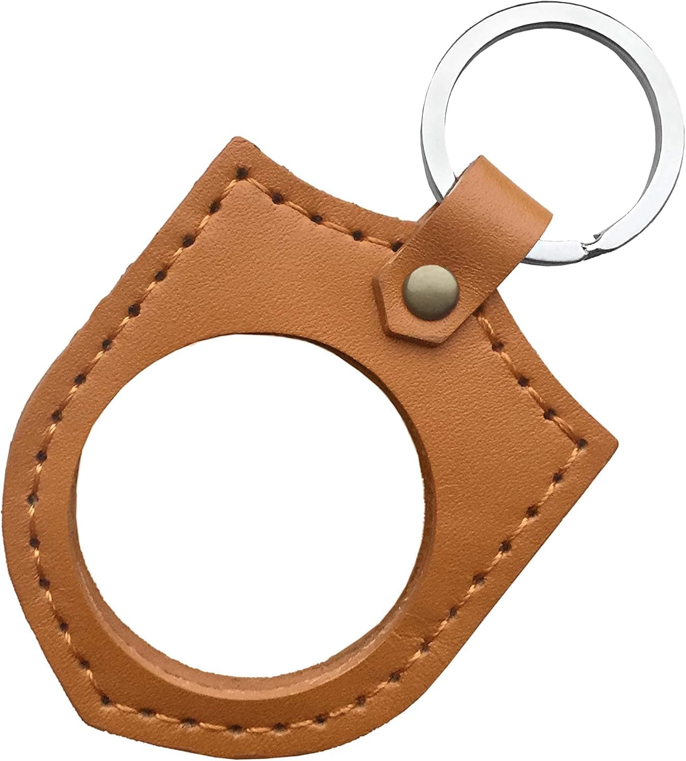 Handmade, Genuine Leather Coin Holder for Commemorative Coins or Any Coin with 39 mm / 1.5" Diameter, Leather Key Chain (Gold)