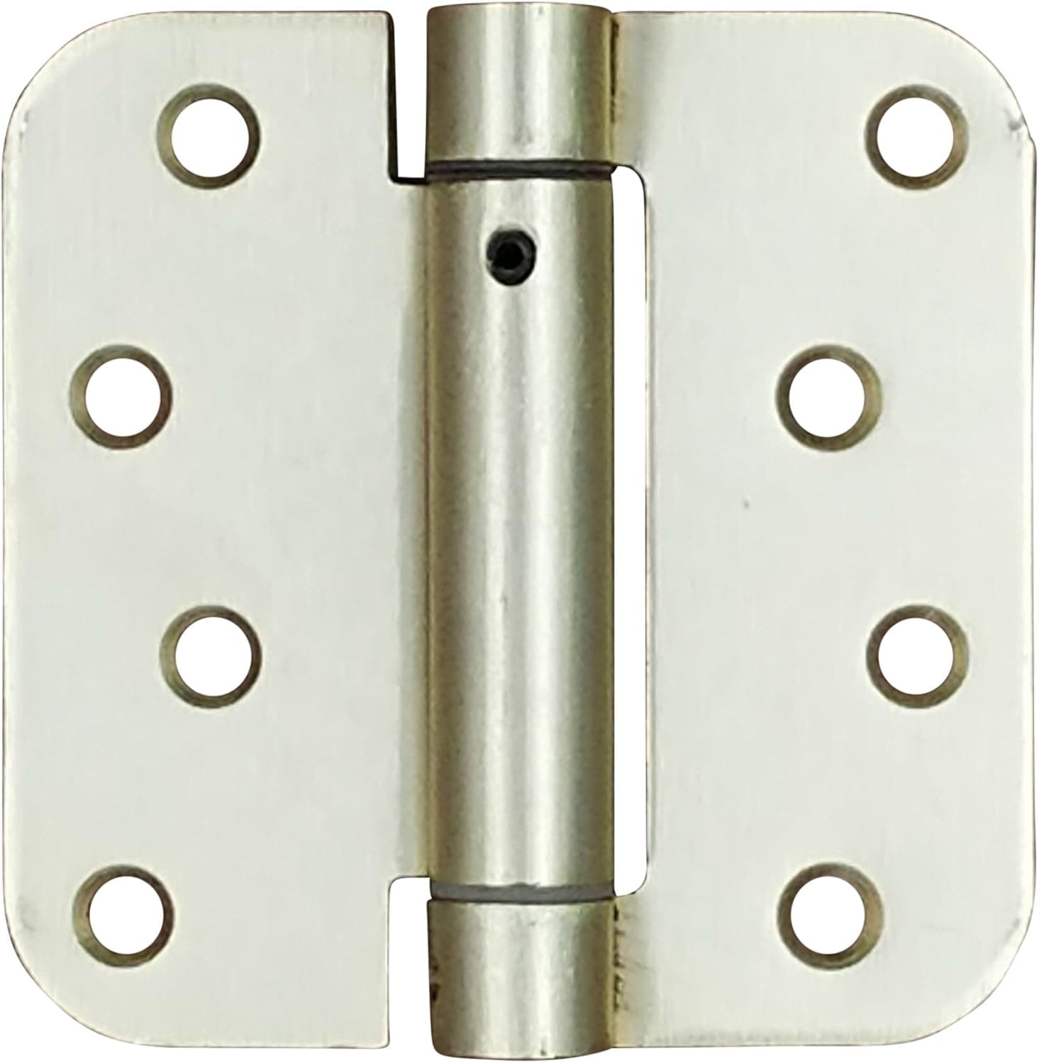 Hinge Outlet Adjustable Spring Hinges, 4 Inch with 5/8 Inch Radius in Satin Brass, Self Closing Hinges, Door Closing Hinges, 2 Pack