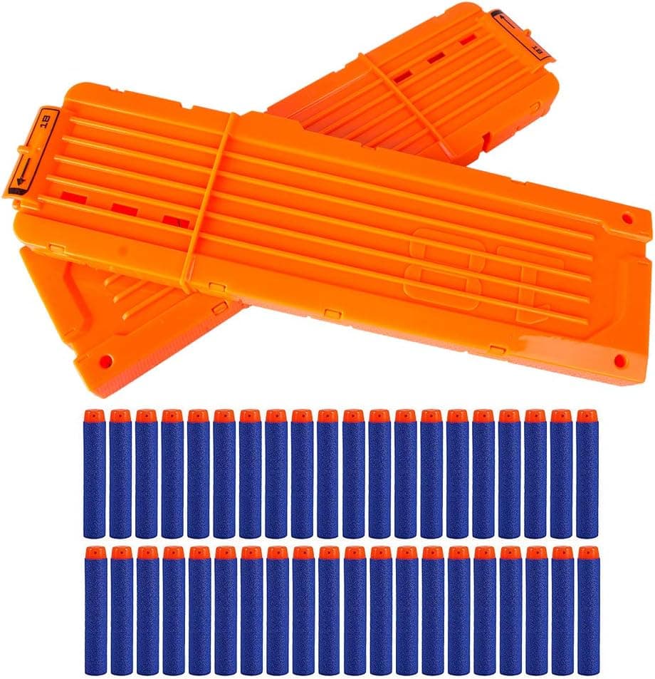 2 Pack 18-Dart Quick Reload Clip and 40 Dart Refill Pack for Nerf N-Strike Elite Series (Orange)