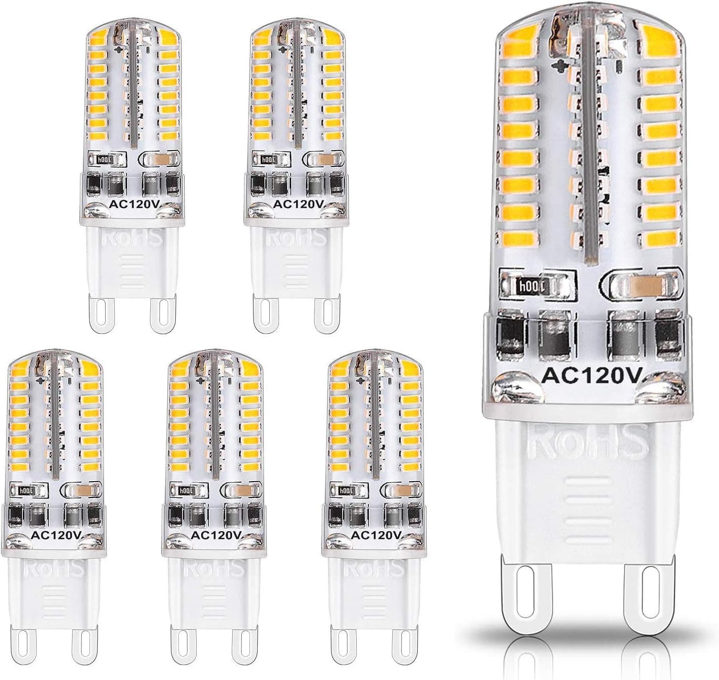 G9 LED Bulbs Dimmable 4W, 35W Halogen Equivalent, 6000K Daylight White, CRI80, 320LM, G9 Base Bulb for Chandelier, Interior Decoration Lighting, Commodity Display Lighting (6 Pack)