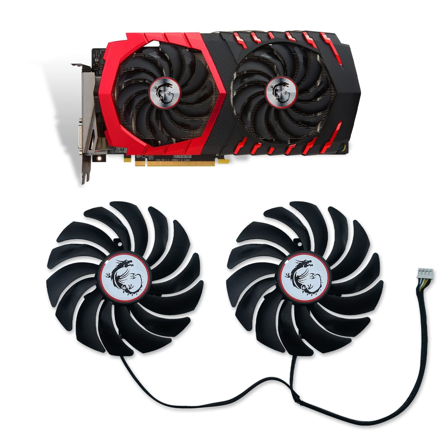 Cavabien 96mm PLD10010S12HH DC12V 0.40A 4Pin GPU Graphic Card Cooler Fan for MSI RX 470/480/580 GTX 1060 /1070Ti/1080/1080Ti Graphics Card Cooling Fan (A Pair)