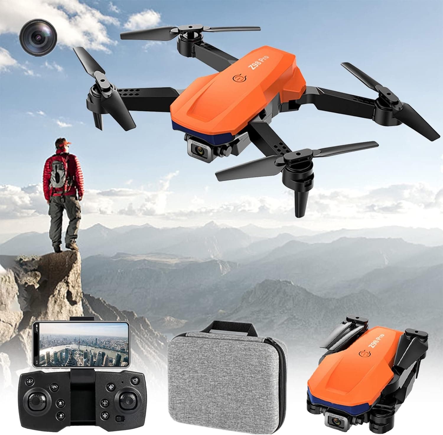 Lanhui Drone with 1080P HD FPV Camera Foldable Drone RC Quadcopter Toy for Adults Kids Altitude Hold Headless Mode One Key Start