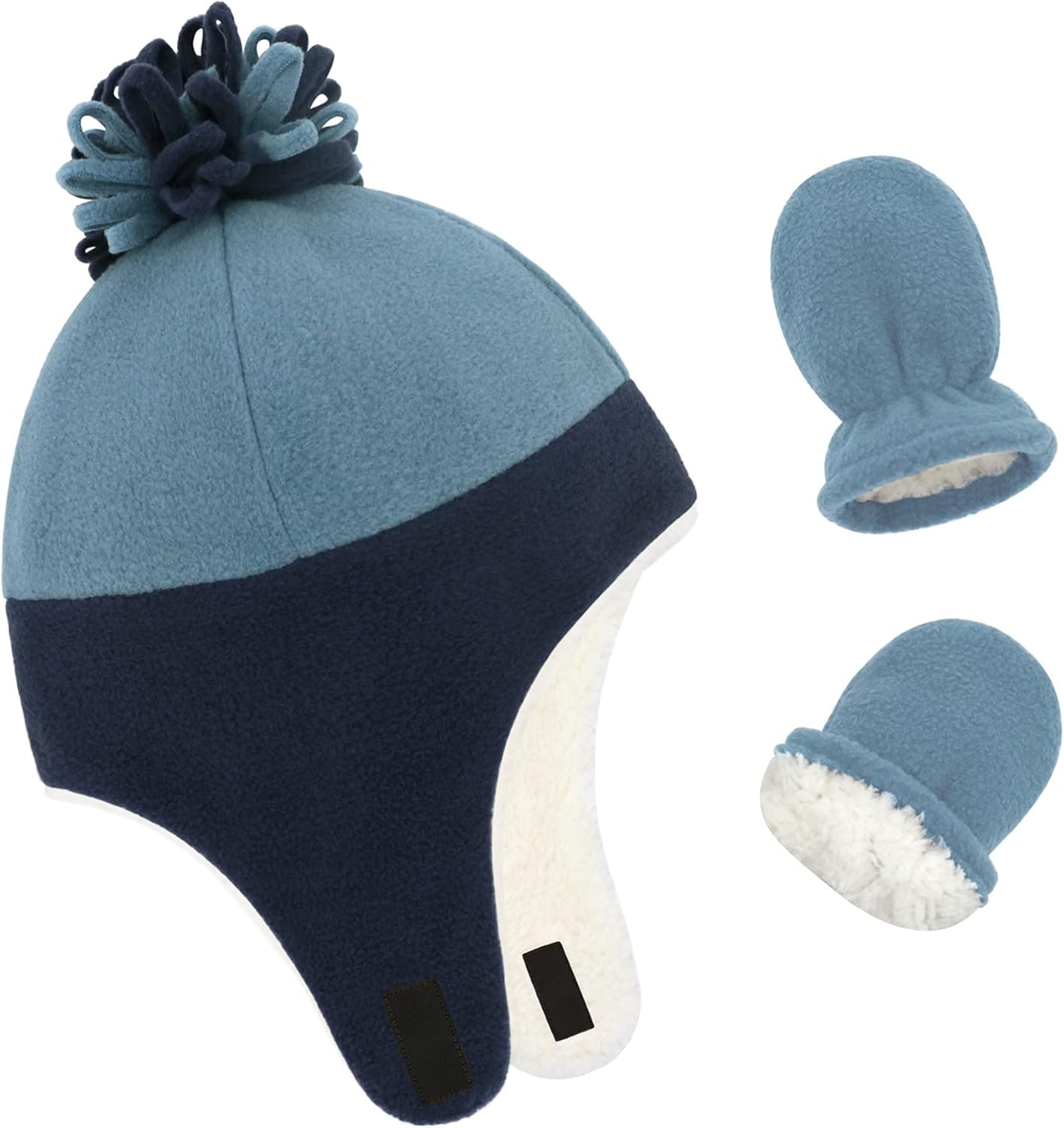 Olreco Toddler Winter Hat and Mittens Baby Boy Hat Baby Winter Hat Earflap Sherpa Toddler Hats for Girls Baby Hat Gloves