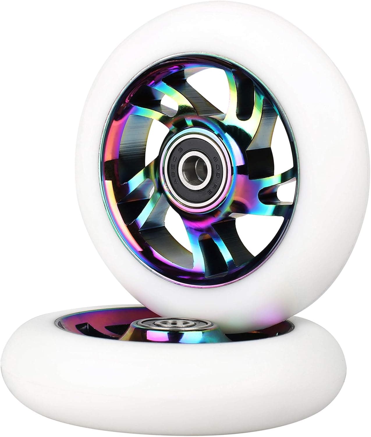 Kutrick Scooter Wheels Pair - Complete 2pcs Neo 110mm Pro Stunt Scooter Replacement Wheels with ABEC-9 Bearing | Bearings Installed - Quality Scooter Wheels for Smooth Ride