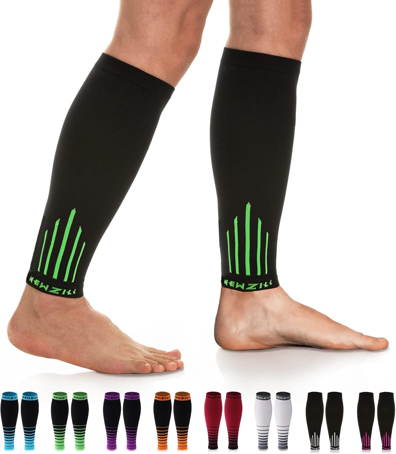 NEWZILL Compression Calf Sleeves (20-30mmHg) for Men & Women - Perfect Option to Our Compression Socks - For Running, Shin Splint, Medical, Travel, Nursing