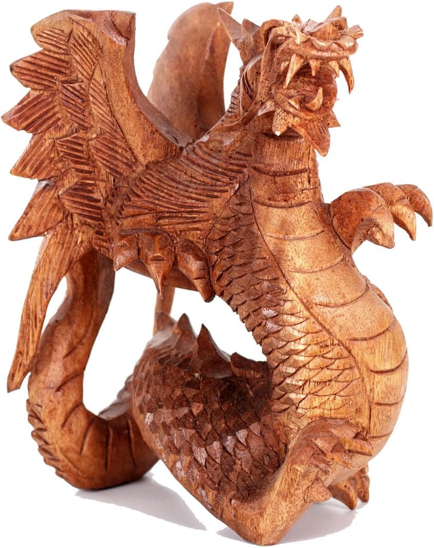 Wood Dragon Hand Carved Small