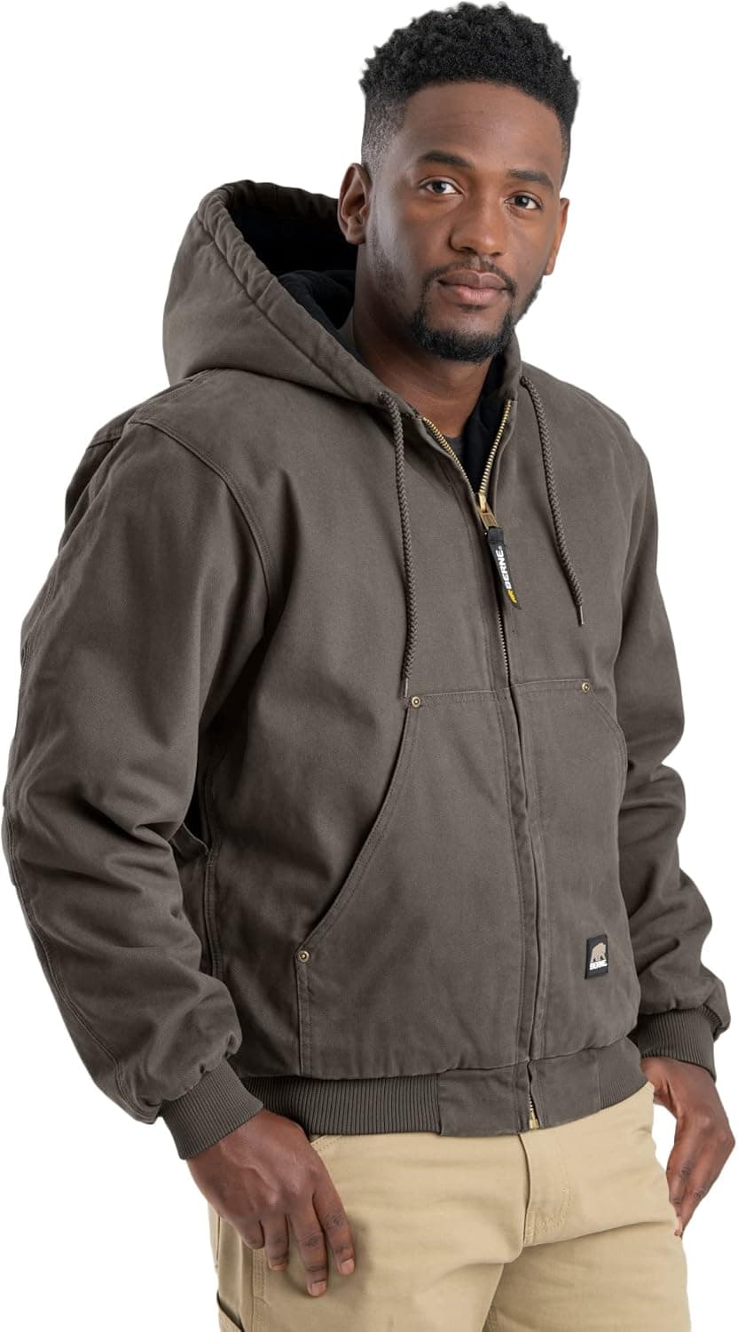Berne Men's Heartland Washed Duck Hooded Work Jacket