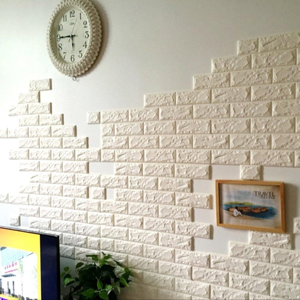 Jintuo 3D Brick Pattern Wall Stickers Peel and Stick Kitchen Backsplash Wall Sticker Faux Ceramic Tile Design 27.5" 30.3" (5)
