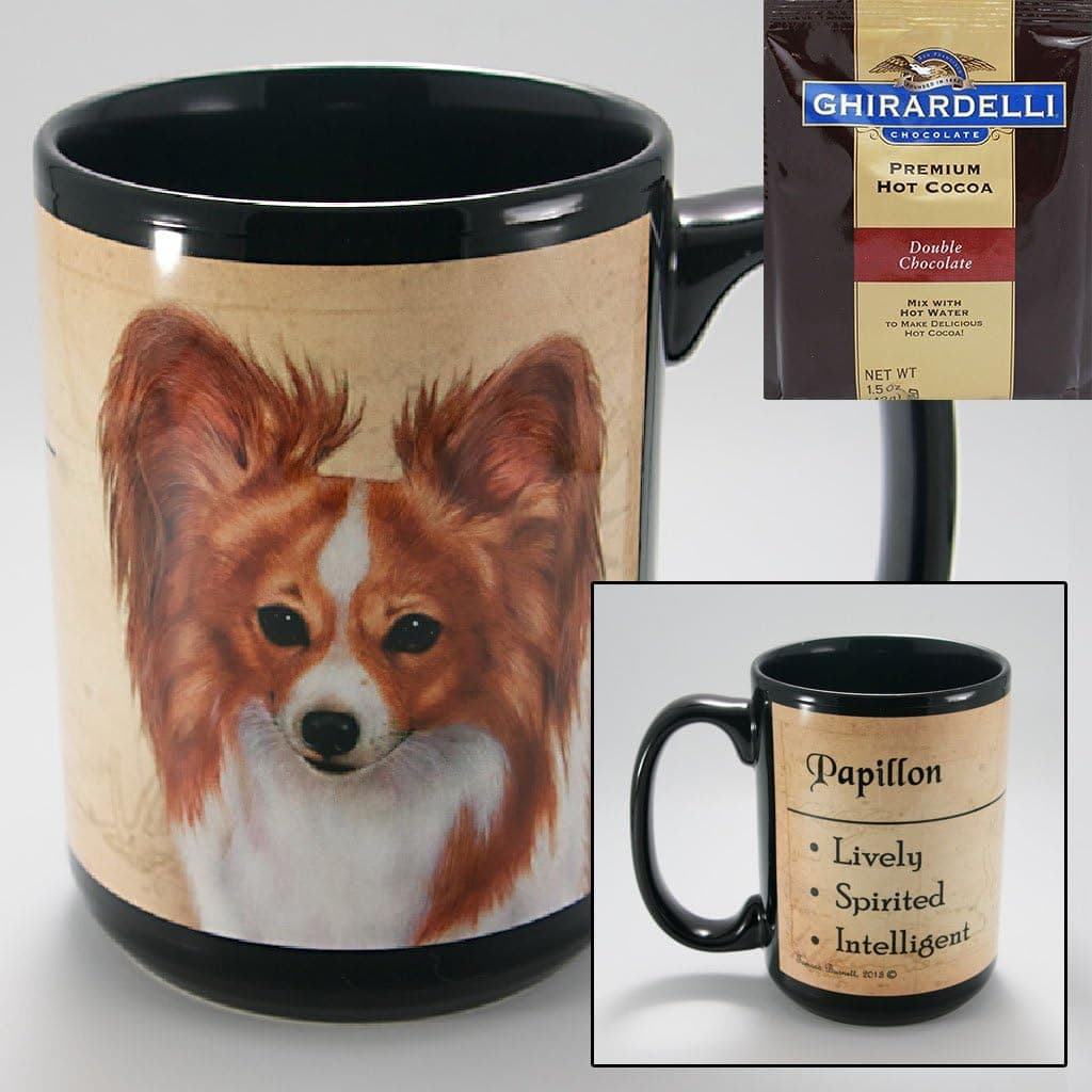 Papillon 15-oz Coffee Mug with 1 Pack of Ghirardelli Double Chocolate Hot Cocoa
