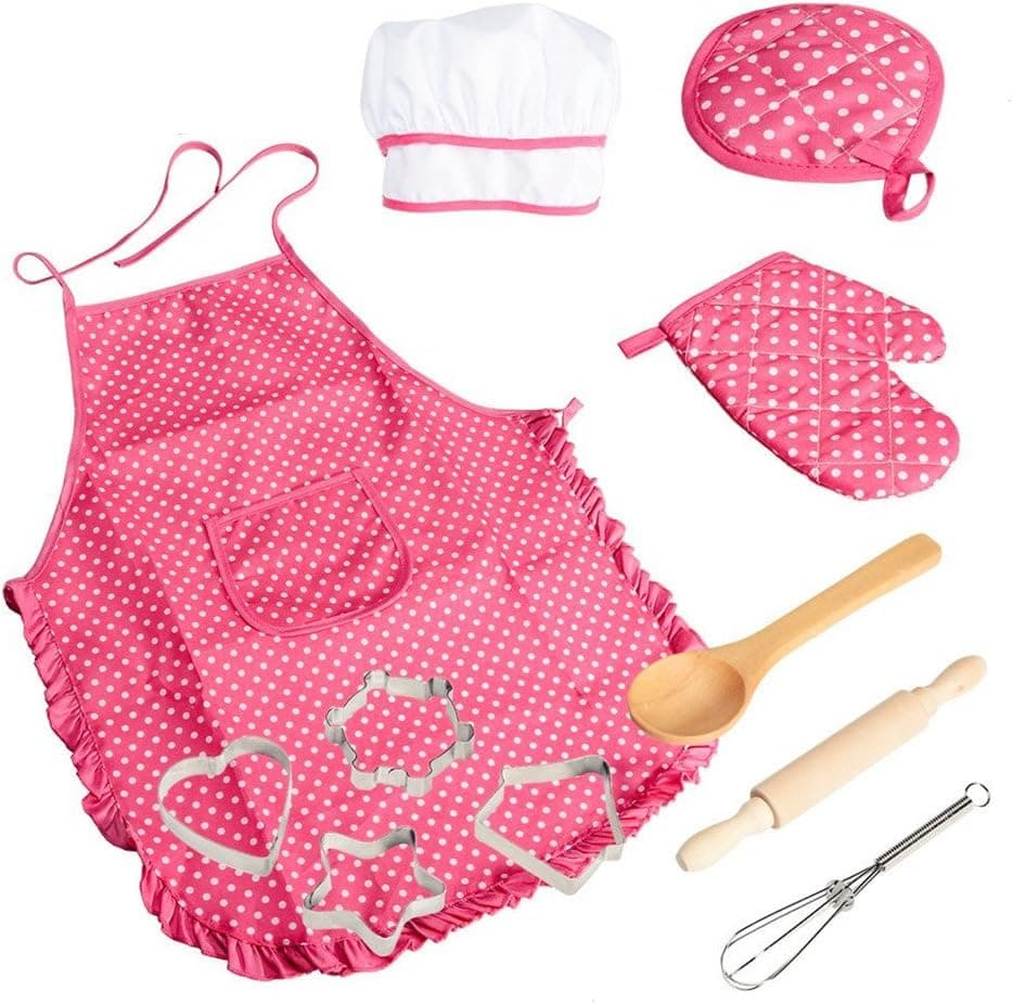 VIPAMZ Chef Role Play Costume Set-Complete Kids Kitchen Gift Playset with Chef Hat, Apron, Cooking Mitt & Utensils Recommended for Boys & Girls Ages 3+