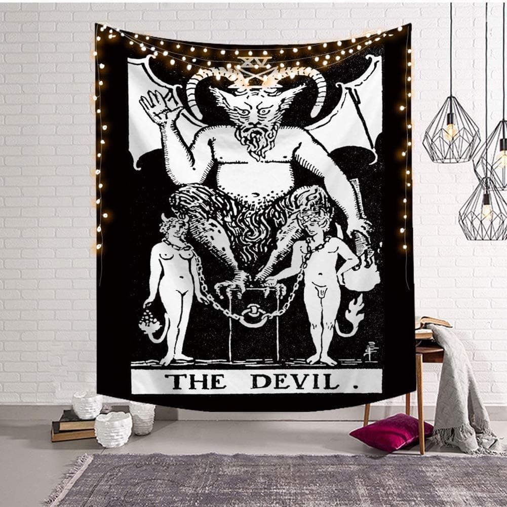 Sudopo OLSAinny Abilly Tarot Cards Tapestry, The Devil Style Design Decorative Wall Hanging Art Sets 50 x 60 Inches for Home Office & Dorm Decor (The Devil) (50 * 60 inches)