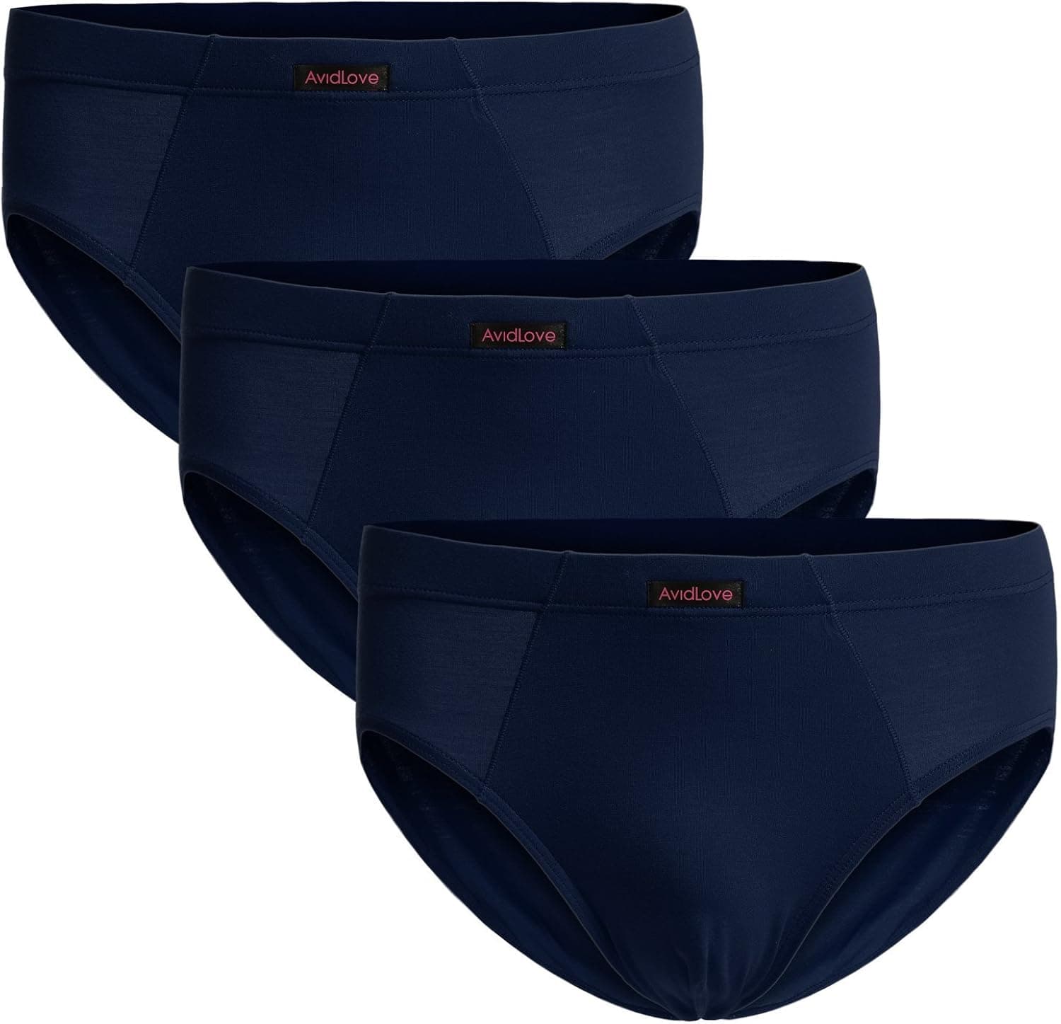 Avidlove Men's Underwear Briefs 3-Pack Cotton Low Rise Soft Underpant Navy Large