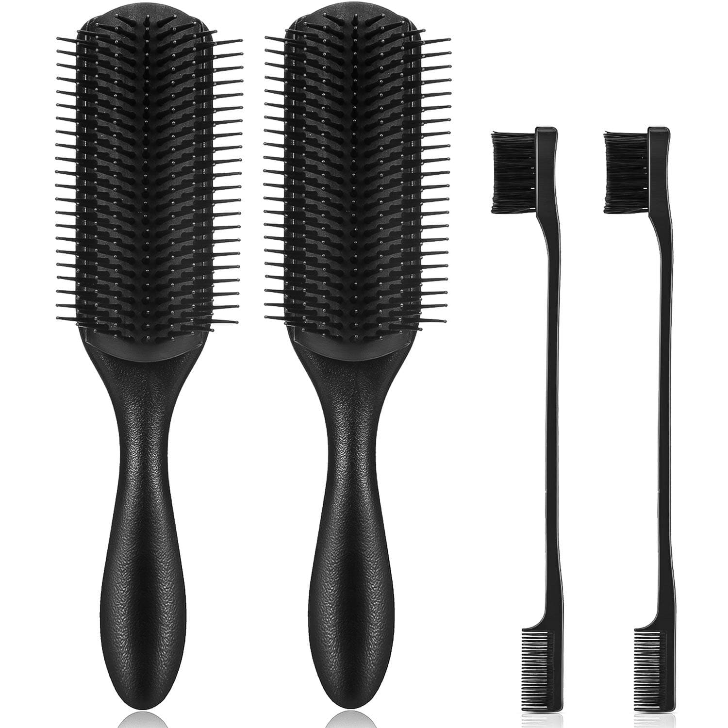 4 Packs 9 Row Styling Brush 9-Row Cushion Nylon Bristle 9 Row Women Styling Large Hair Brush for Detangling and Volumizing, Anti-static Rubber Pad