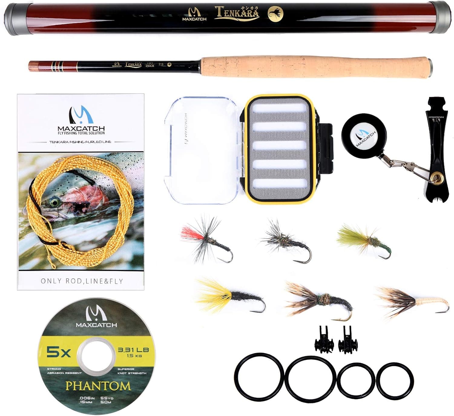Maxcatch Tenkara Fishing Rod/Rod Combo 9/10/11/12/13ft (Rod Combo, Triple Zoom:10'8''/11'10''/12'9'')