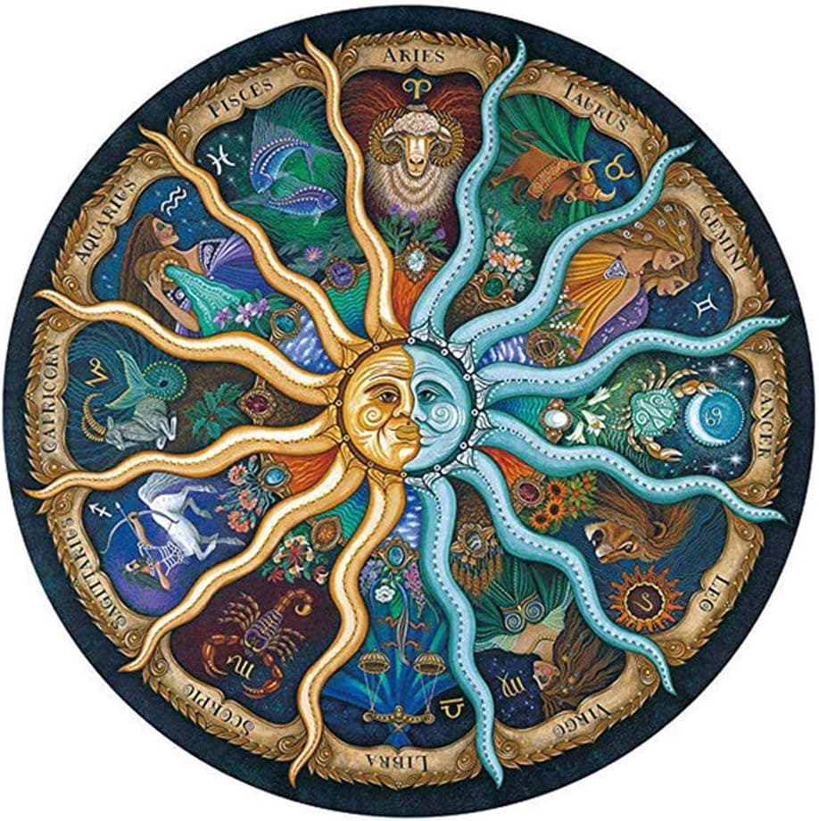 Puzzles for Adults 500 Piece Round Zodiac Horoscope Jigsaw Puzzle Thicker Paper Constellation Puzzles Graduation Gift