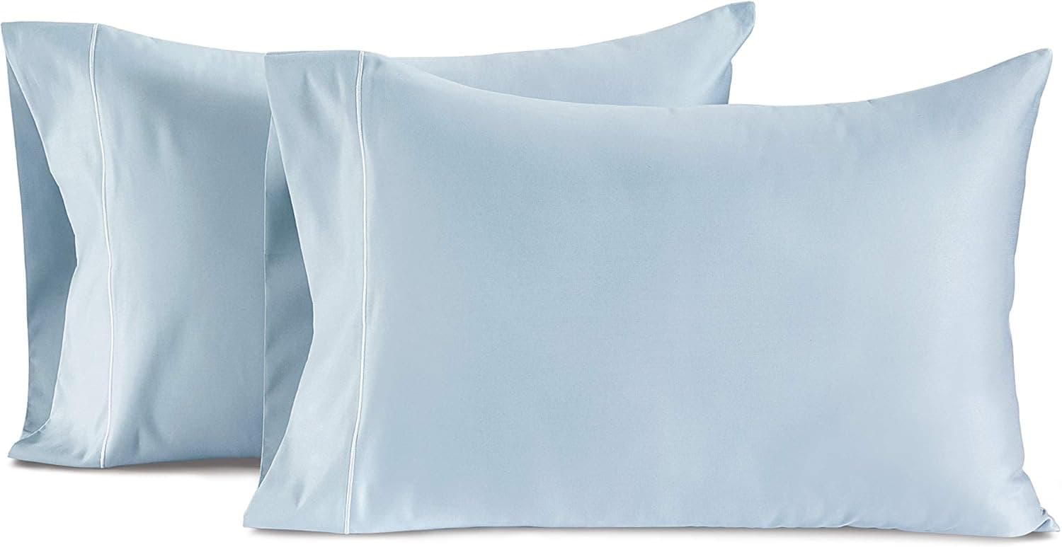 CHATEAU HOME COLLECTION 100% Egyptian Cotton Set of 2 Standard Pillowcases 800 Thread Count Solid Sateen Weave Hotel Luxury Premium Wrinkle Free Super Soft Comfort Bedding (Standard, Blue)