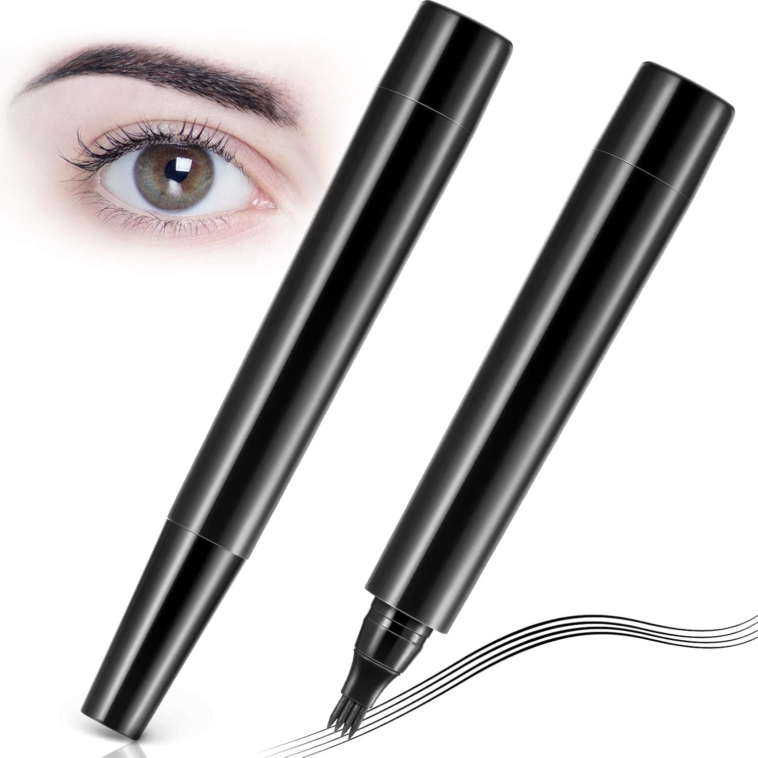 2 Pieces Microblading Eyebrow Pencil Beard Pencil Filler with a Micro-fork Tip Seamless Beard Filler Black Natural Finish Beard Pencil for Enhancing Beard, Moustache, Eyebrows Color and Shape