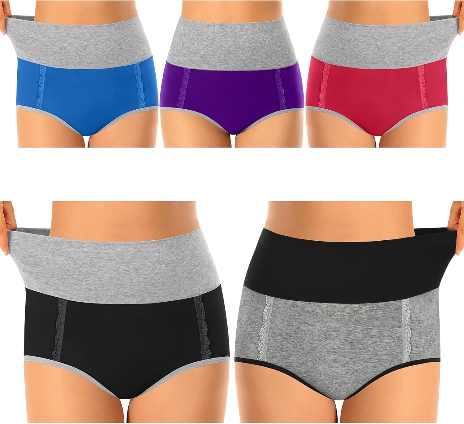 MISSWHO Womens High Waisted Cotton Soft Stretchy Underwear Postpartum Panties For Ladies Multipack (Regular & Plus Size)