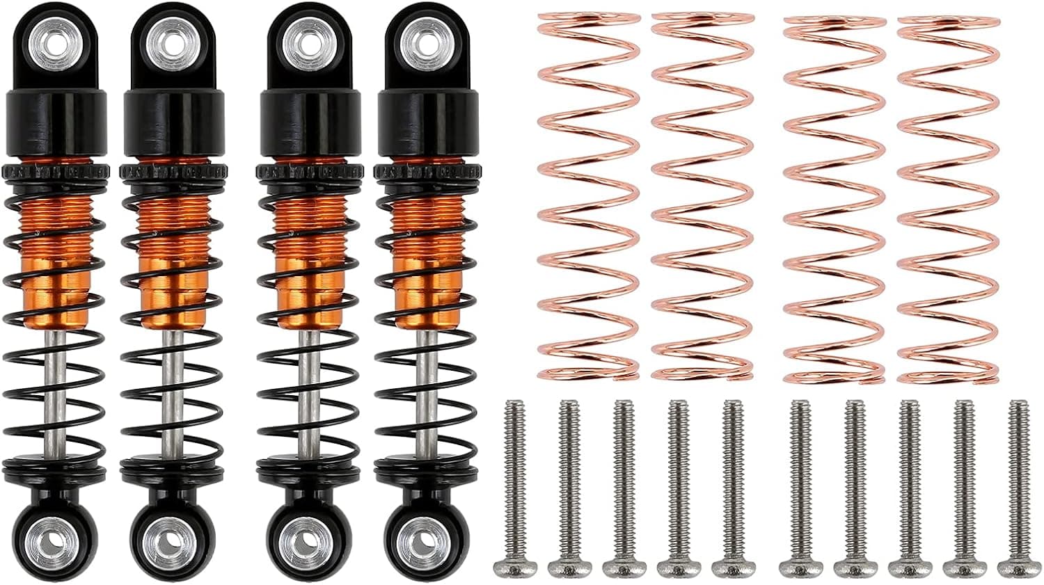 INJORA RC Shock Absorber Adjustable Assembled Spring Damper for 1/24 RC Crawler Axial SCX24 AXI90081 JT Gladiator,4Pcs(Black&Gold)