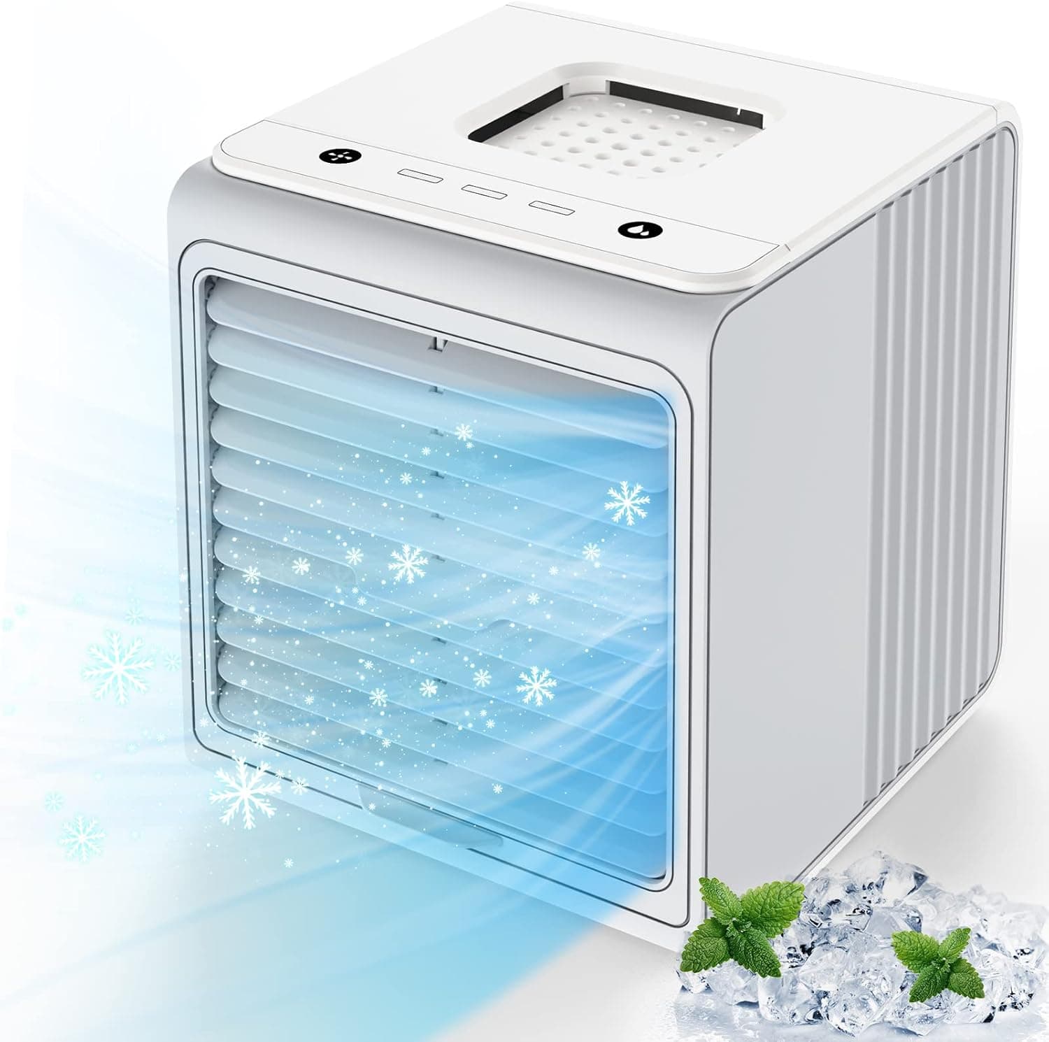 Mini Air Conditioner, Portable Air Conditioners Humidifier w/3 Speeds Personal Air Cooler Fan, 2000mAH USB Powered Rechargeable Battery, Evaporative Air Cooler for Room/Camping/Table/Office/Car/Desk