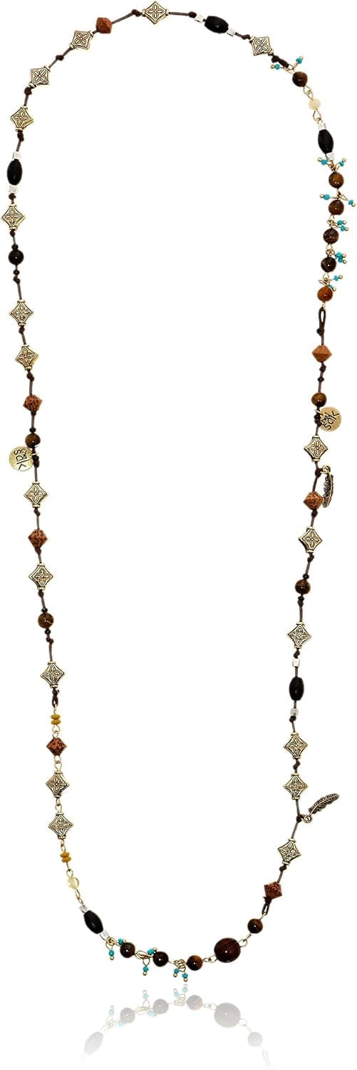 The Sak Bead Thread Brown Necklace, 34"