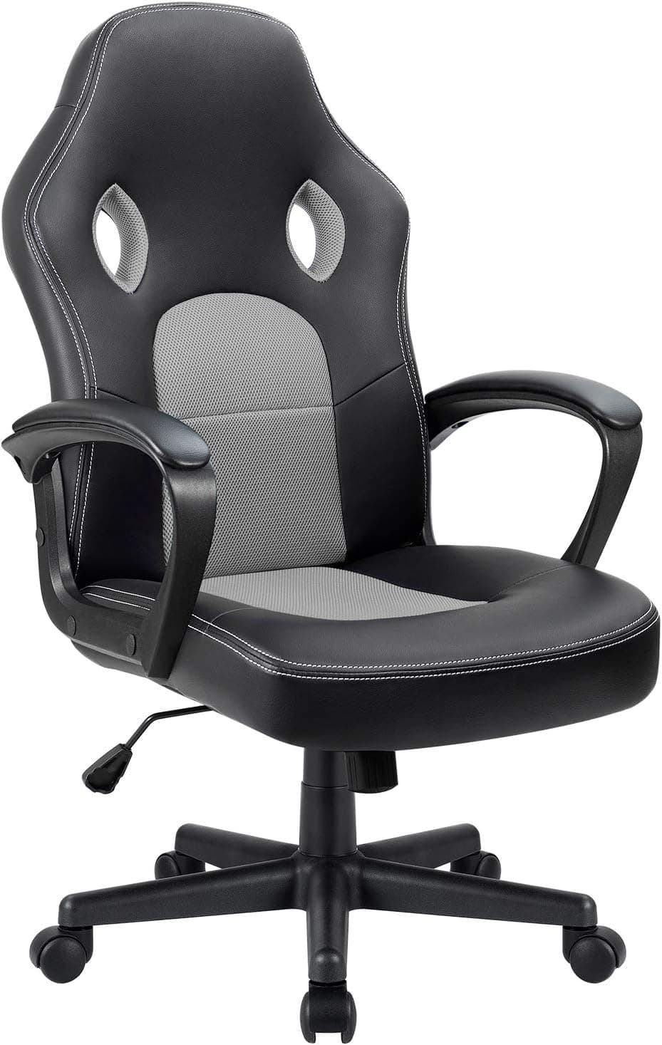 Furmax Office Chair Desk Chair Leather Gaming Chair Computer Chair Racing Style Ergonomic Adjustable Swivel Task Chair with Lumbar Support and Arms (Grey)