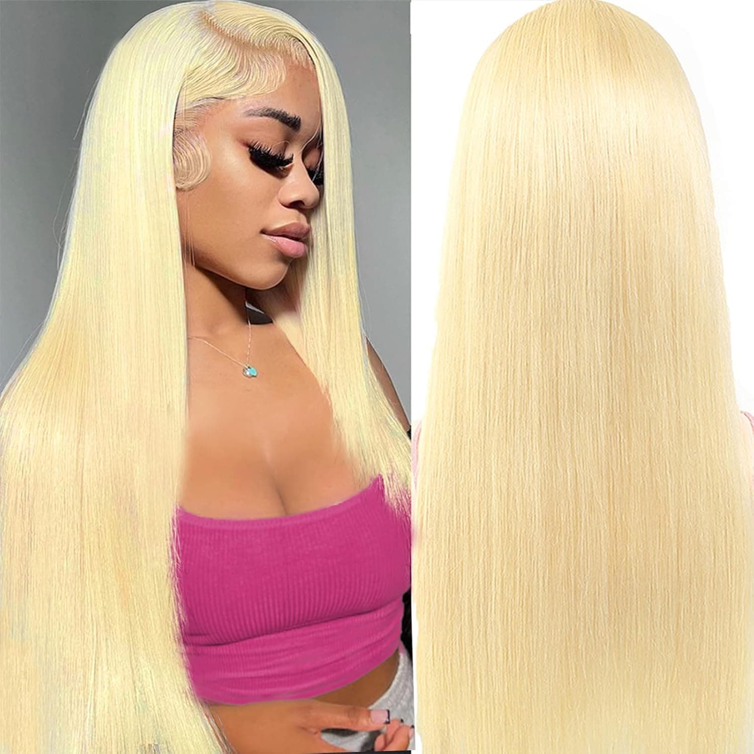 613 Lace Front Wig Human Hair Straight Blonde 13x4 Transparent HD Lace Frontal Wigs for Women Human Hair Pre Plucked 10A Brazilian 150% Density Blonde Wig Human Hair Baby Hair Natural Hairline 20inch