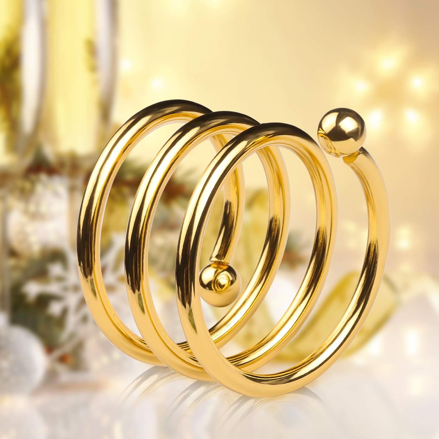 CCDobbs Napkin Rings, Set of 6 Round Metal Napkin Rings Serviette Holder with Hollow Out Design Napkin Rings for Banquet Wedding Family Dinner Holiday Parties Table Decoration, Gold