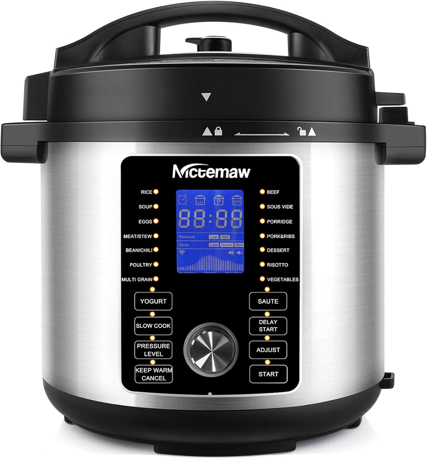6.5 Quart 17-in-1 Pressure Cooker ,Programmable Pressure Cooker, Broil, Dehydrate, Slow Cook, Air Fryer, and More,Warmer & Sterilizer Stainless Steel/Black.