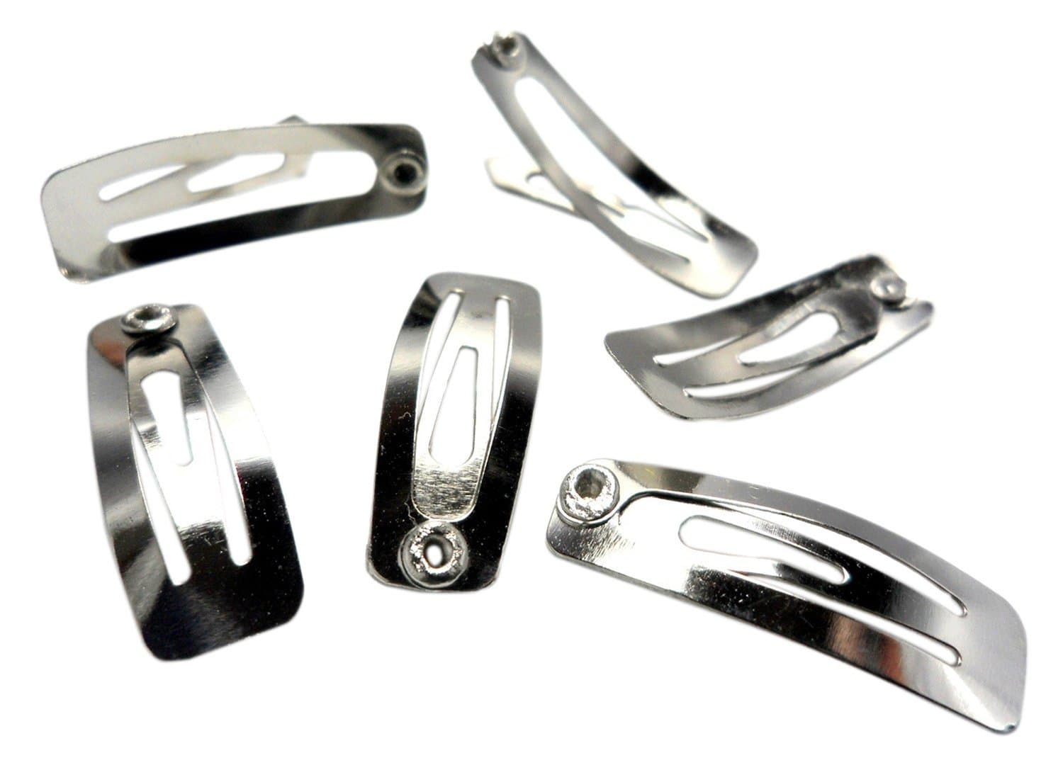 MINI Rectangle Stainless Steel Hair Clips Snap Barrettes Kids Accessories Findings Supplies 60 Pieces
