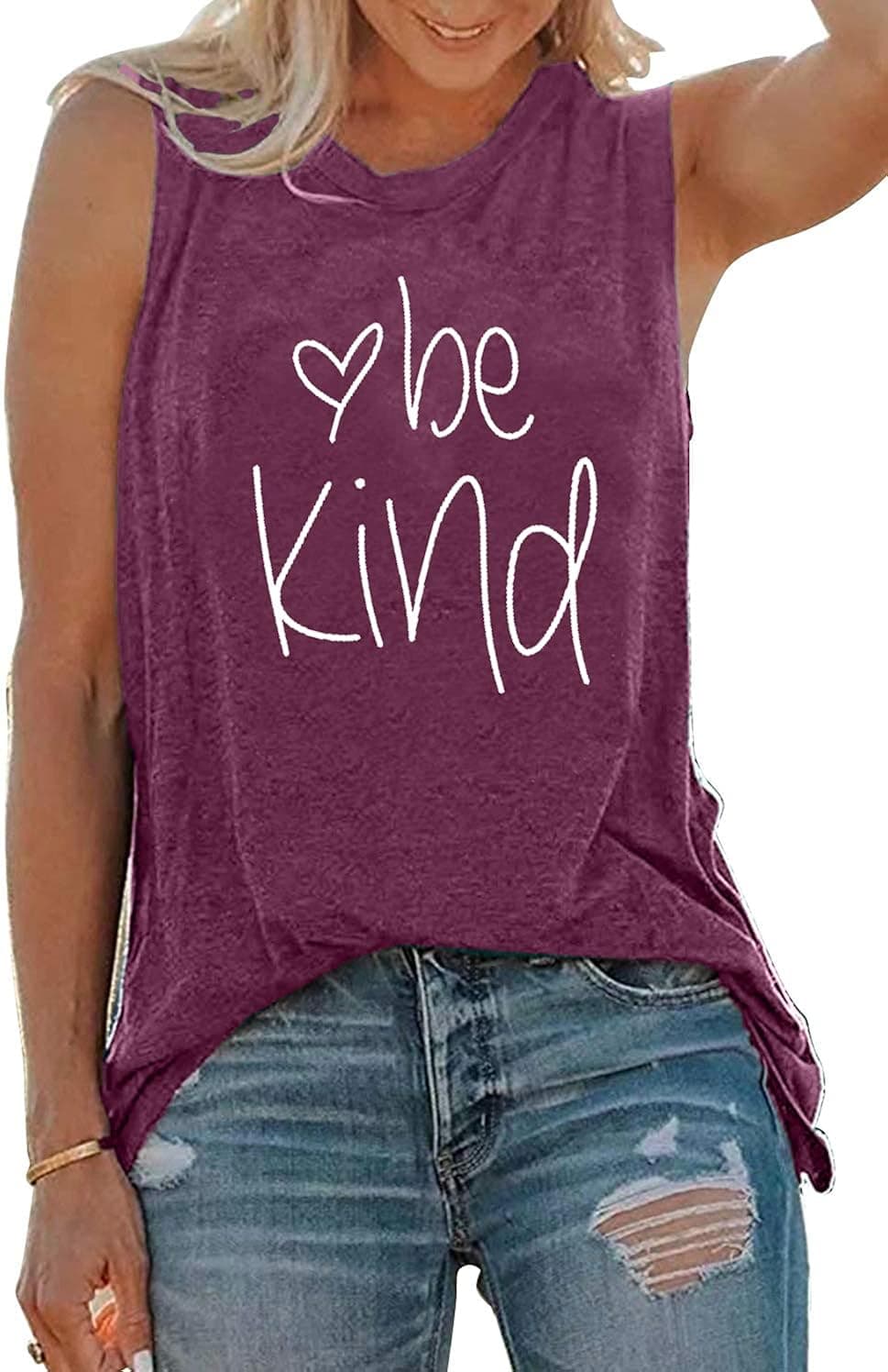 Be Kind Tank Top for Women Letter Print Inspirational Teacher Top Shirt Summer Casual Sleeveless Shirts