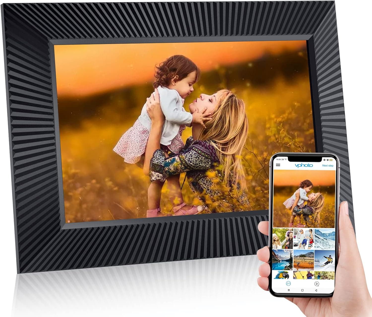 Digital Picture Frame Blviit 10.1 inch HD Touch Screen electronic Digital WiFi Photo Frames 2.4GHz Photos Frame with 16GB Storage to Share Photo via APP TF Card Email Gift Cloud for Friends and Family