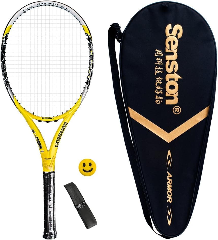 Senston 27" Tennis Racket Adult Junior Tennis Racquet Good Control Grip Strung with Racket Cover Tennis Overgrip Vibration Damper