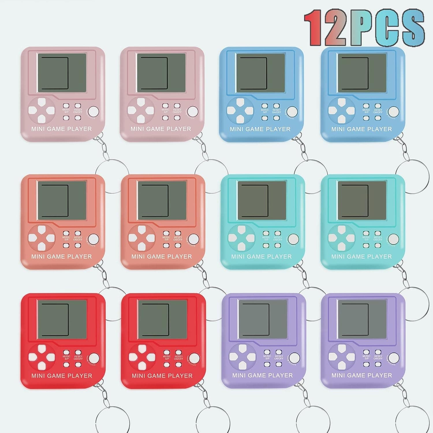 DJMUMU 12Pcs Video Game Birthday Party Favors Keychains for Kids Video Game Party Favors Video Game Keychains for Backpack Birthday School Party Favor Supplies Key Chains for Kids Video Game Favors