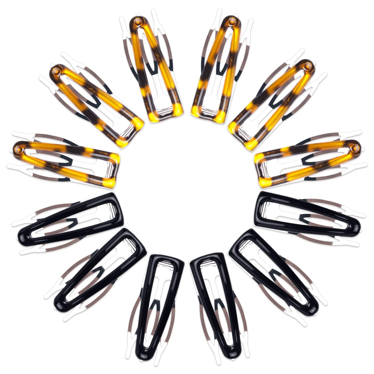 12 Pcs Double Grip Hair Clips Metal Snap Hair Clips for Women and Girls, Non-slip Cute Snap Hair Barrettes for Hair Making Styling Hair Accessories(Black, Tortoise)