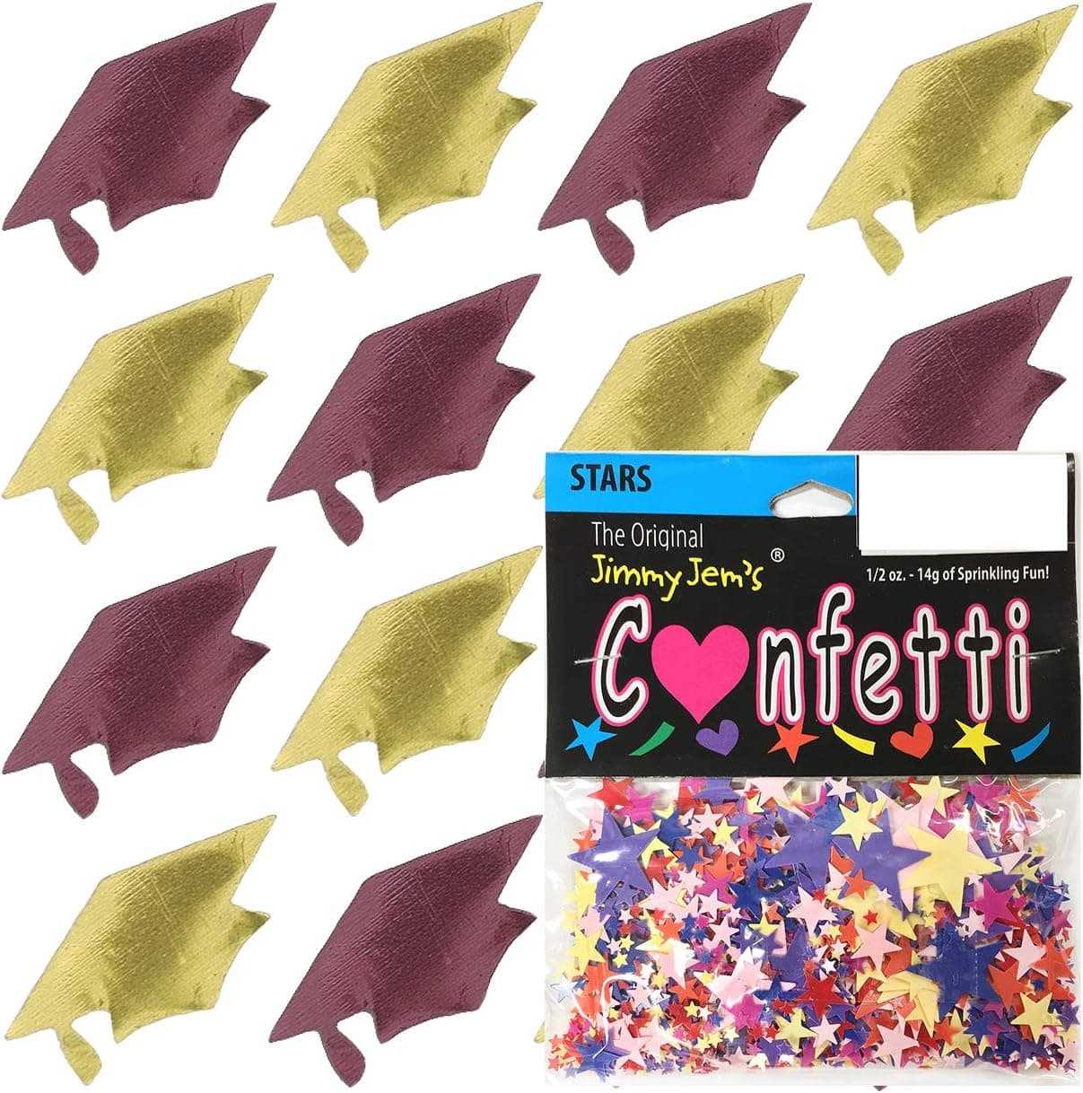 Confetti Grad Cap Burgundy, Gold Combo - 2 Half Oz Bags (1 oz)