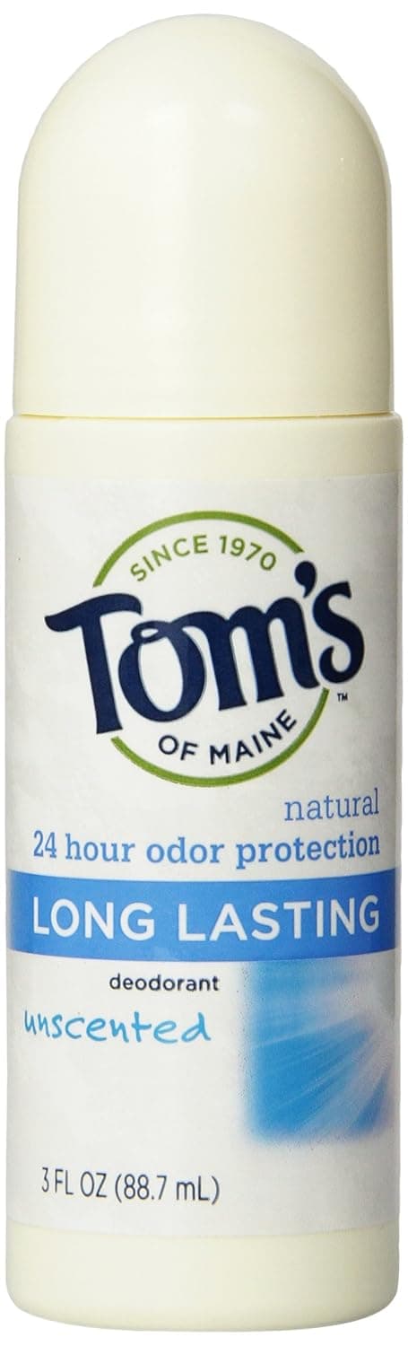 Tom's of Maine Natural Deodorant Roll-On, Unscented, 3-Ounce Roll-Ons (Pack of 6)