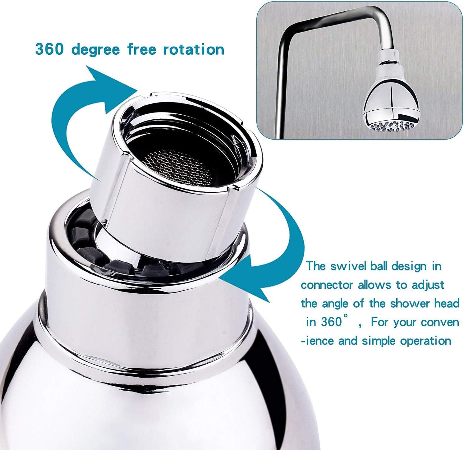 High Pressure Shower Head, Full-Chrome High Flow Finish Fixed Showerhead, Wall Mounted Filtered with Removable Water Restricter, Resisting for Low Water Pressure