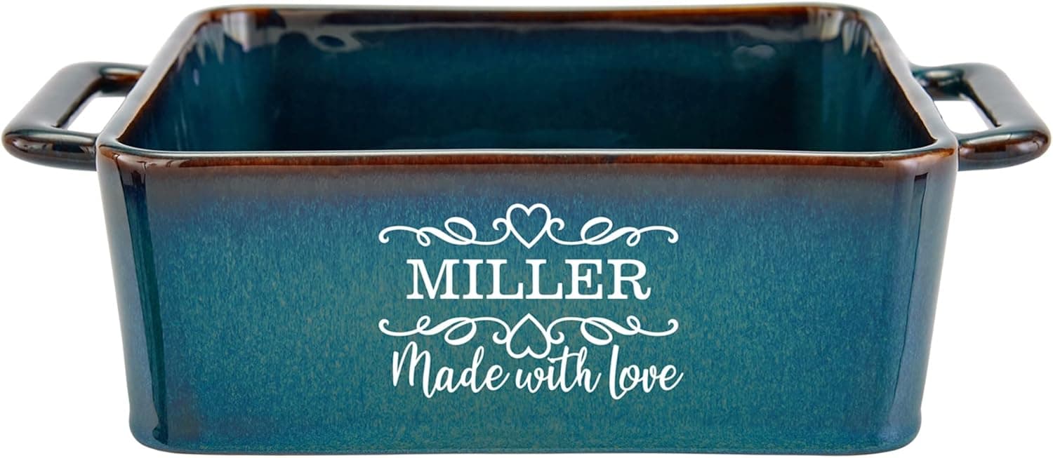 Let's Make Memories Personalized Made With Love Stoneware Square Baker - Mother's Day - Teal