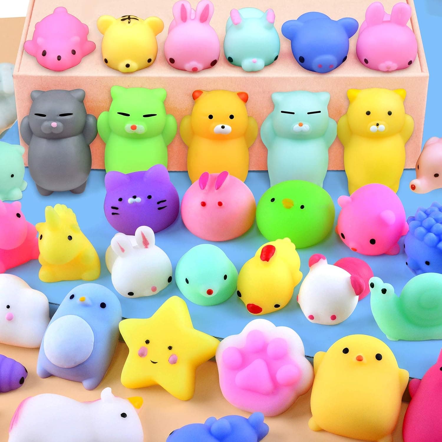 28Pcs Mochi Squishy Toys Mini Squishies Bulk Animal Squishy Kids Party Favors Easter Egg Fillers Stress Relief Toys Treasure Box Classroom Prizes Valentine Gifts Christmas Goodie Bag Stuffers, Random