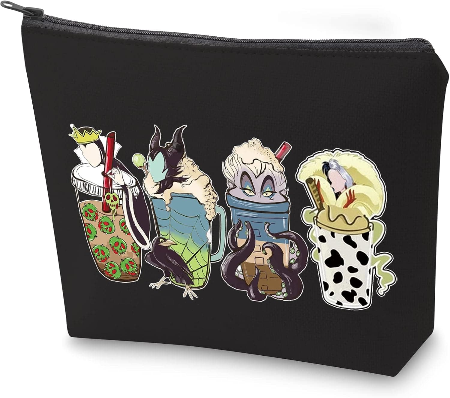 ZJXHPO Villain Witch Survival Kit Evil Queen Makeup Bag With Zipper Halloween Villain Cosmetic Bag Halloween Party Gift For Her (BL Villain cup)