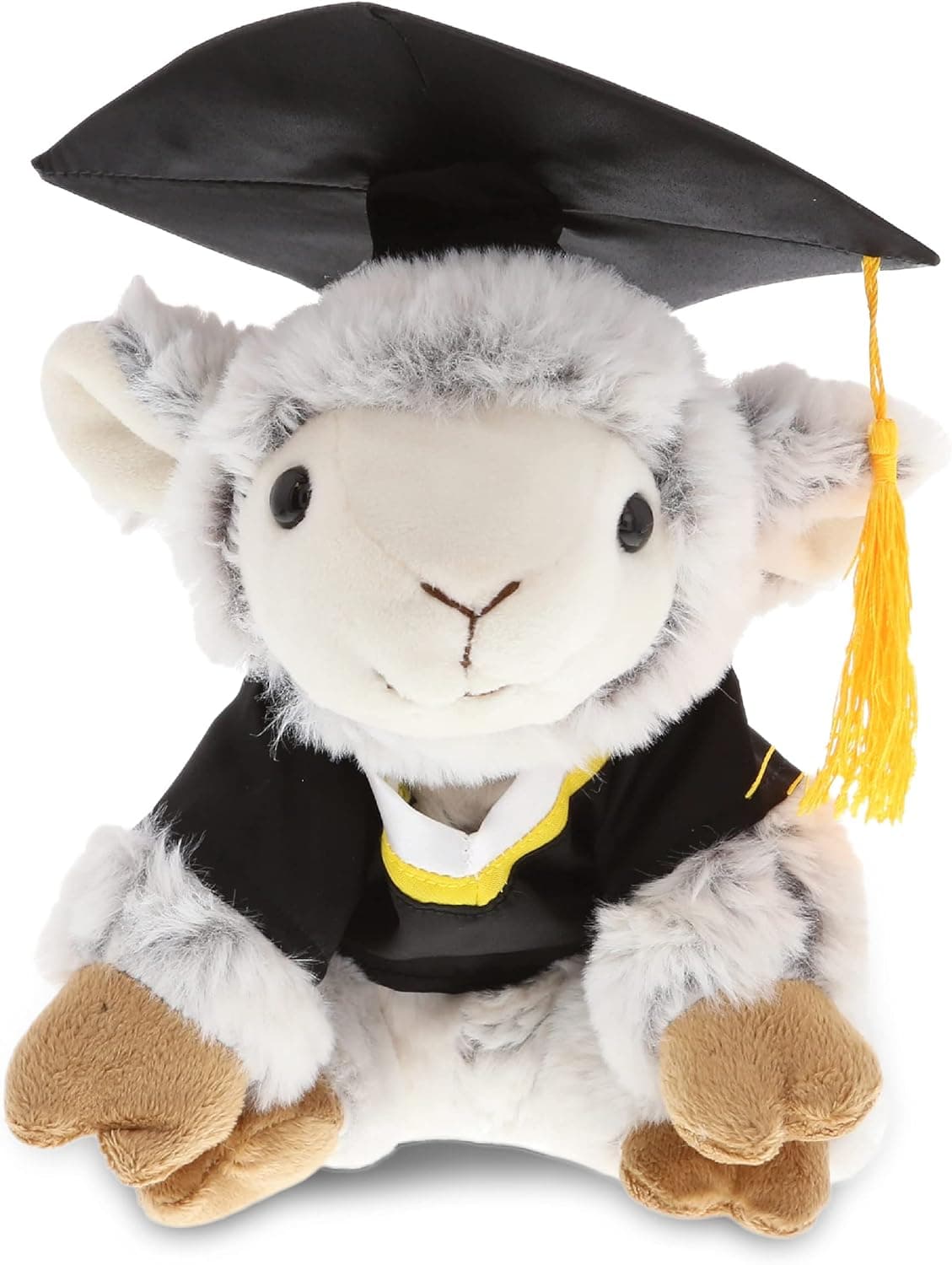 DolliBu Squat Sheep Graduation Plush Toy - Soft Graduation Stuffed Animal Dress Up with Gown & Cap with Tassel Outfit - Gift with Personalization - 9.5" Inches