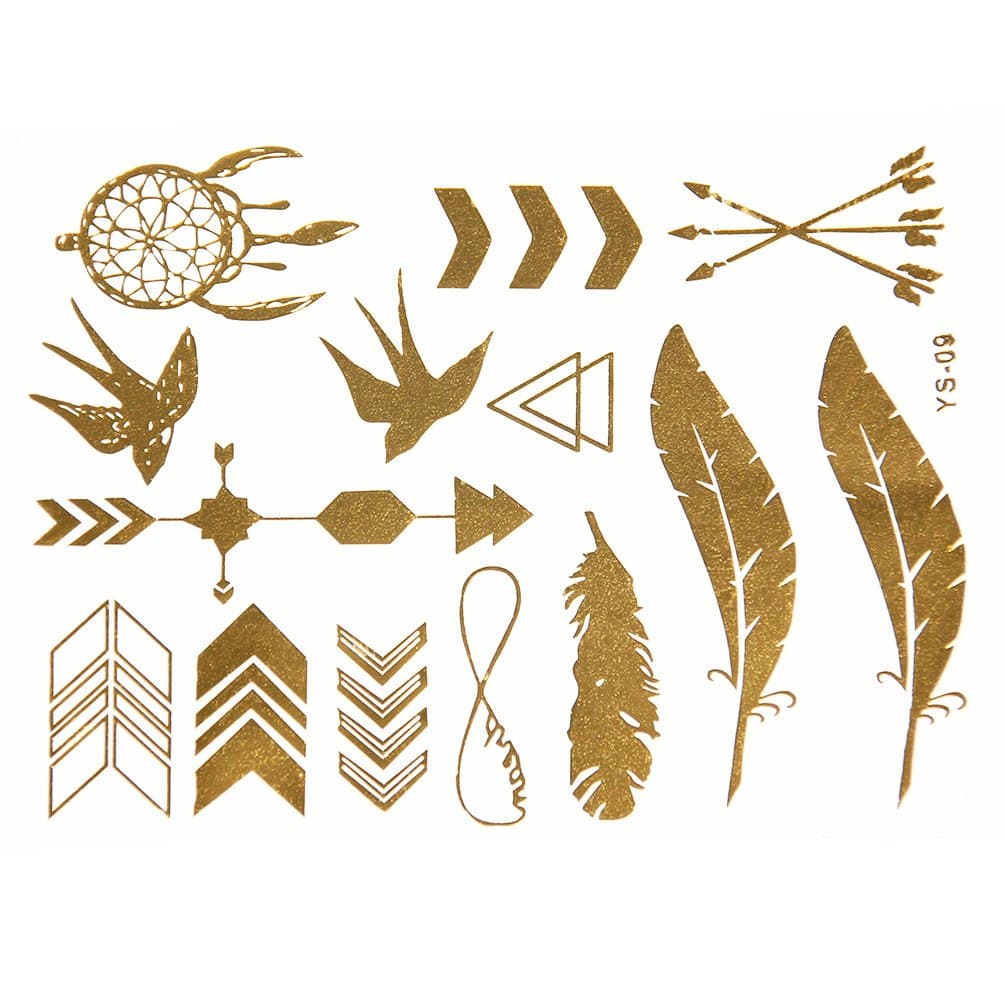 New Metallic Tattoo Gold Silver Black Temporary Bling Flash Tats Craft Sticker 1 Sheet (#156G)