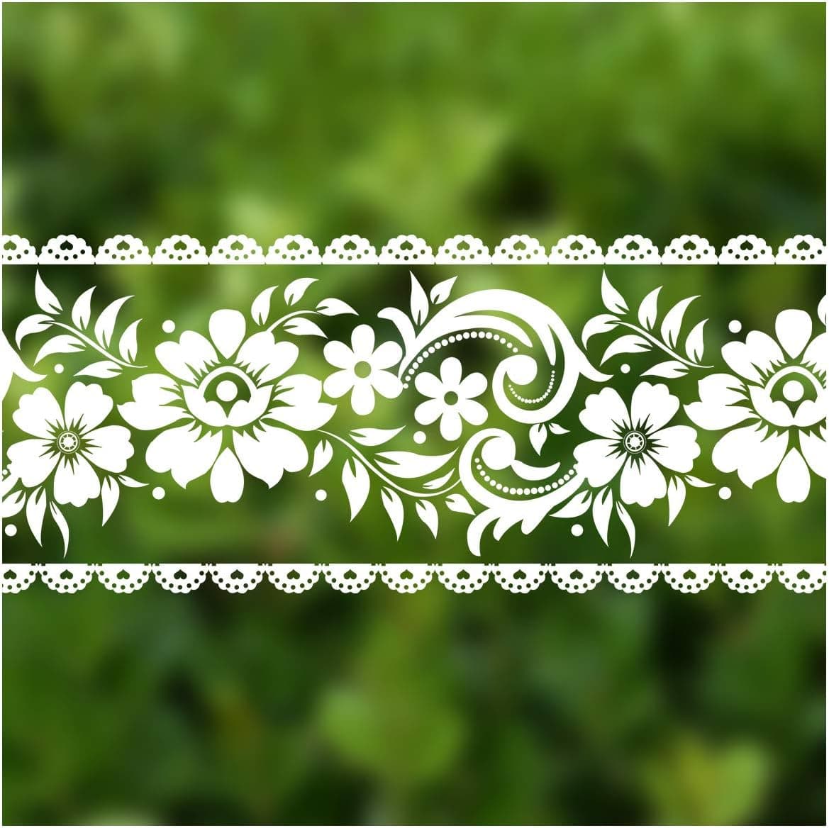 VEELIKE Lace Border Window Sticker Transparent White Removable Peel and Stick Wallpaper Wall Waist Line Sticker for Wall Glass Window Door Home Decor DIY (4 inch×32.8 ft)