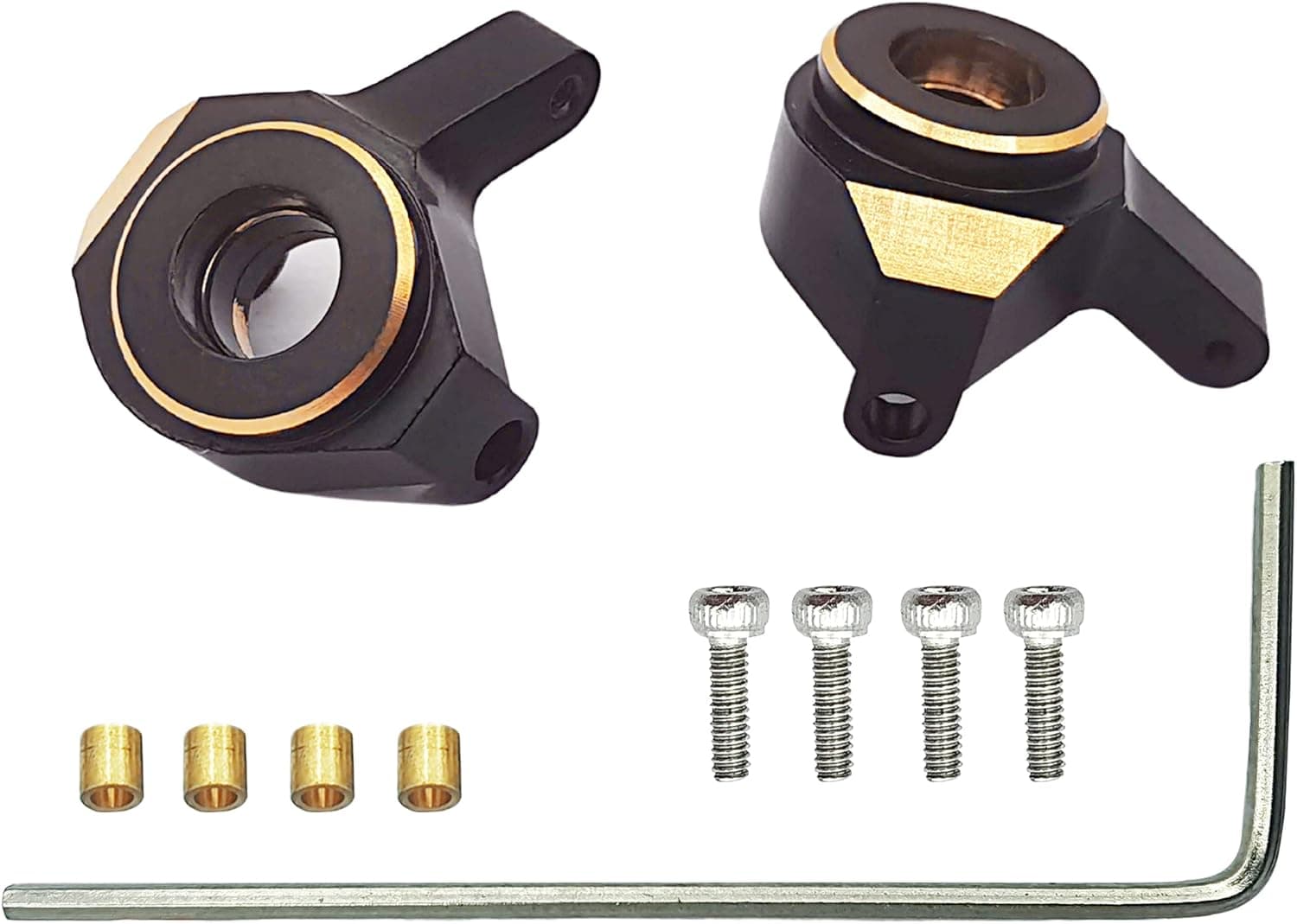 HOPLEX Heavy Duty Brass Steering Knuckles Black Coating Finish Front Steering Cup Steering Knuckle Upgrade Accessories for 1/24 RC Crawler Axial SCX24 90081 Parts