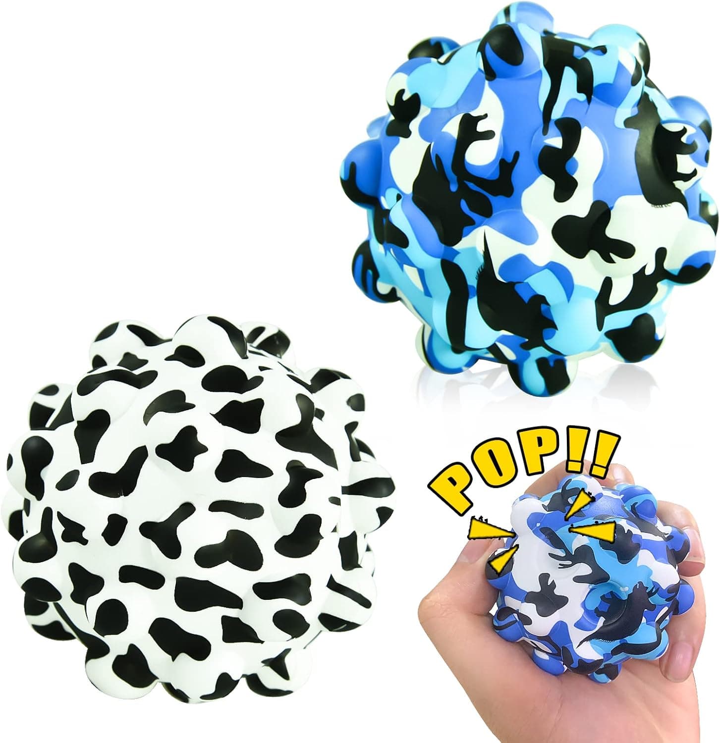 Baigel 2PCS Pop Its Fidget Toys, Puppet Anti-Pressure Squeeze Pop it Balls Bubble Stress Balls Sensory Toy for Kids and Adults